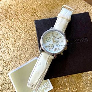 Michael Kors Silver and White Watch